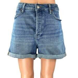 Old Navy OG Straight Women's Blue High Rise Cuffed Denim Jean Shorts Size 14
